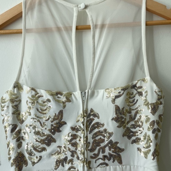B. Darlin white chiffon dress with gold sequins. NWT. Size 5/6. - Picture 6 of 7